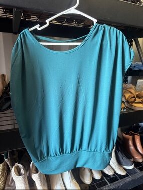 Daytrip Teal Batwing Short Sleeve Blouse